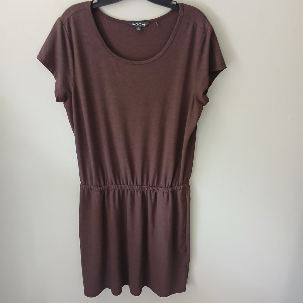 Toad & Co Women's‎ Size Large Mini Dress Quick Dry Elastic Waist Pockets Purple